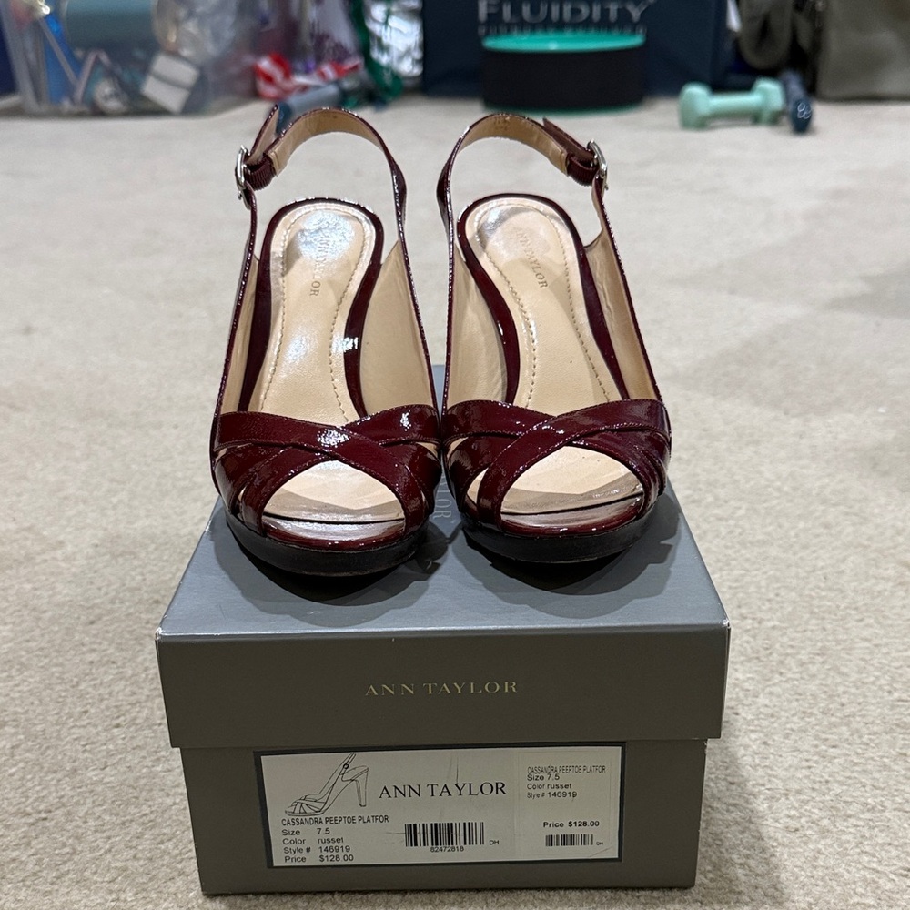 Ann Taylor Dark Red Patent Leather Heels